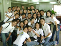 The 28 Philippine Youth Ambassadors during the Pre-Departure Training in Development Academy of the Philippines, Tagaytay City. Mark Borres of Iloilo is the one kneeling from right.