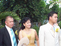 Parents Boy and Marilou Montalbo with groom Matt Jester waiting for the bride, Caroline.